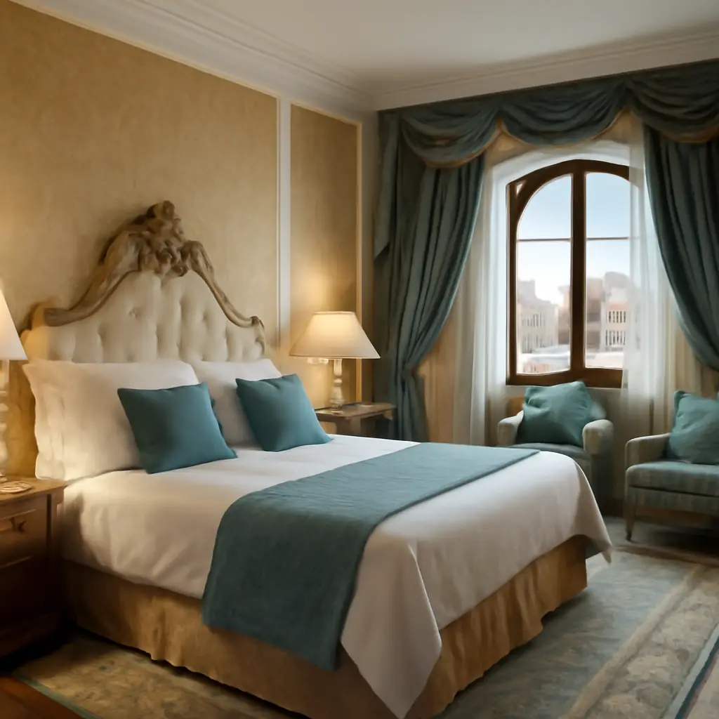 Luxury hotel suite bedroom